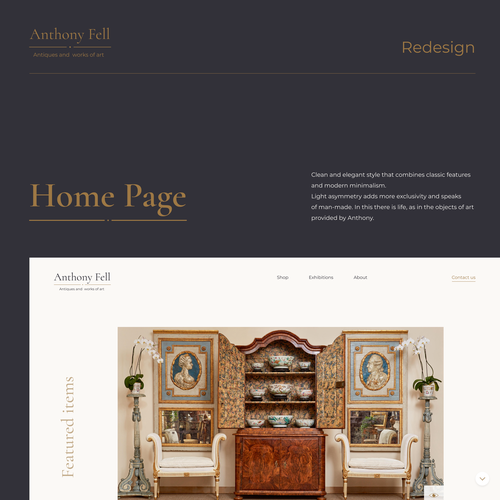 Classic website with the title 'Modern Minimalistic concept for Anthony Fell'