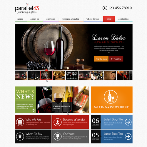 Red website with the title 'Parallel 43 LLC'