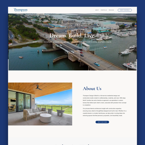 JavaScript design with the title 'Design Refresh for Thompson Design & Build'