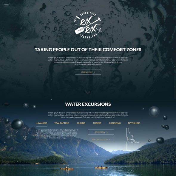 Water website with the title 'Webdesign for Extreme Outdoor Excursions'