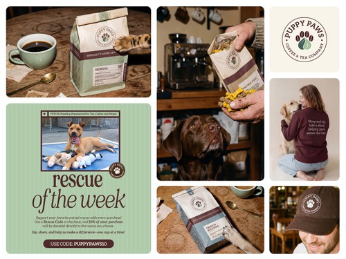 Design with the title 'Puppy Paws Branding & Packaging'