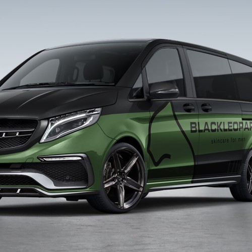 Van design with the title 'Black Leopard Wrap Design'
