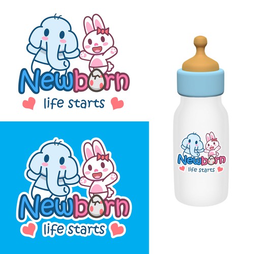 Bunny logo with the title 'Baby Elephant and rabbit Logo'
