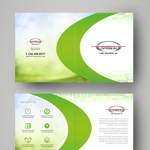 Whitespace design with the title 'Optimum Card - Reveal Card Brochure'