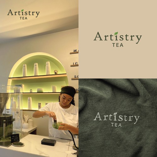 Tea cup logo with the title 'Artistry Tea - Logo Design'