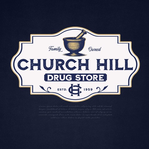 Creative design with the title 'Church Hill Drug store'