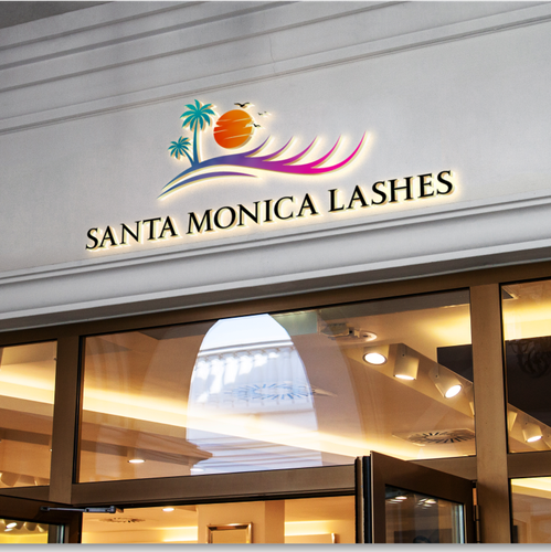 Eyelash design with the title 'Logo concept for Beach sunset palm tree vibe'