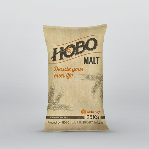 Liquor packaging with the title 'Hobo Malt'