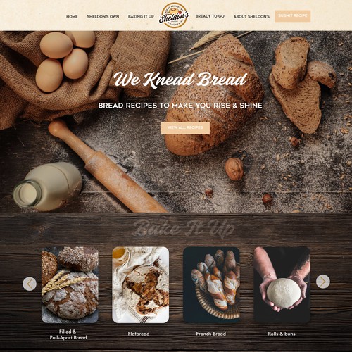 Innovative website with the title 'Home page for Bread Recipes Business'