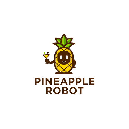 Pineapple logo with the title 'Playful logo for Pineapple Robot Bar'
