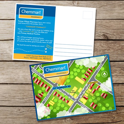 Postcard illustration with the title 'Childrens-style Map on Postcard'