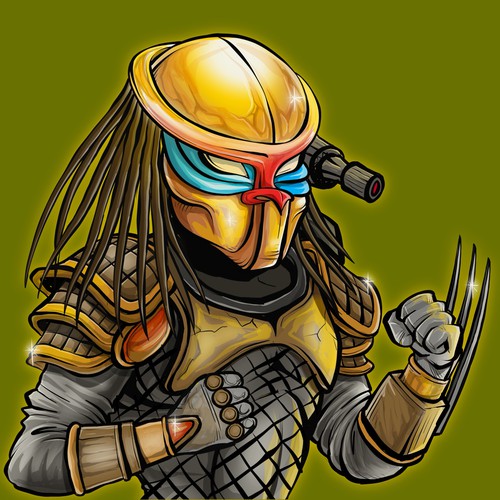 Procreate artwork with the title 'Golden Baboon - Predator'