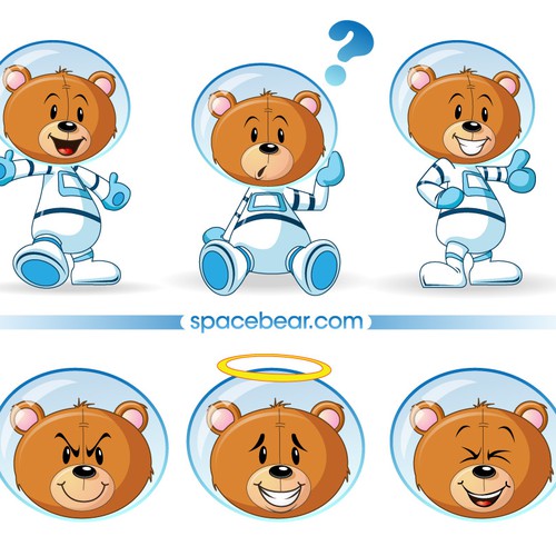 Animated illustration with the title 'Mascot wanted for SpaceBear.com'
