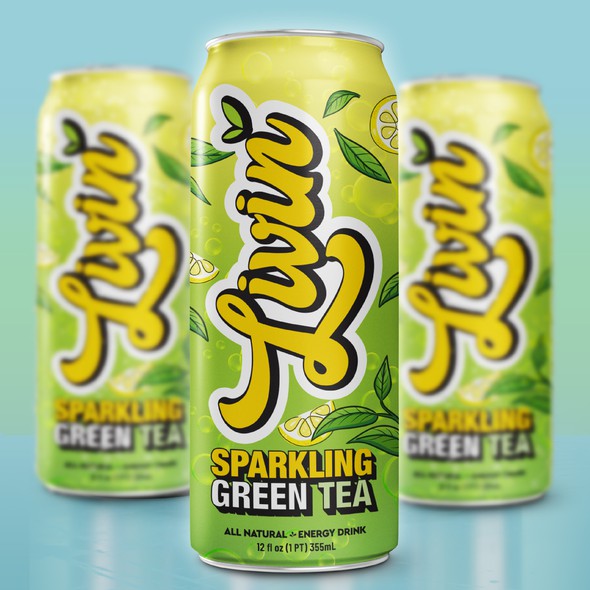 Energy drink design with the title 'Green Tea Label design'