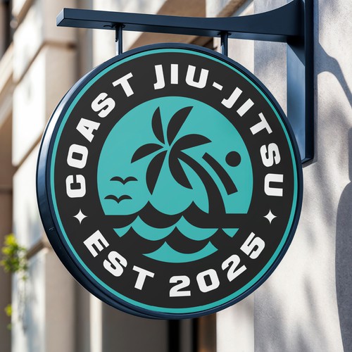 Martial arts logo with the title 'Coast Jiu Jitsu Logo Concept'