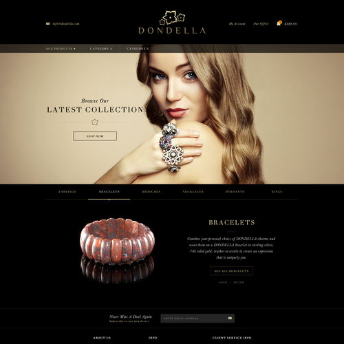 Modern website with the title 'Website design for Dondella'