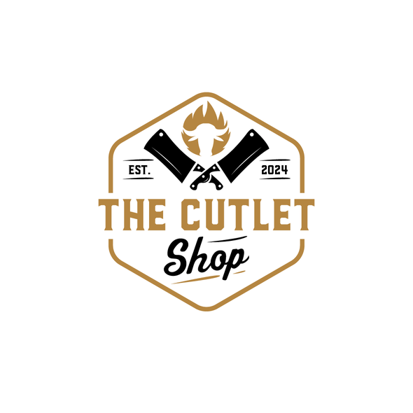 Butcher logo with the title 'butcher meat shop'
