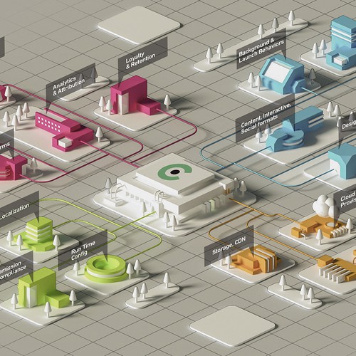 Infographic artwork with the title 'infographic town isometric style'