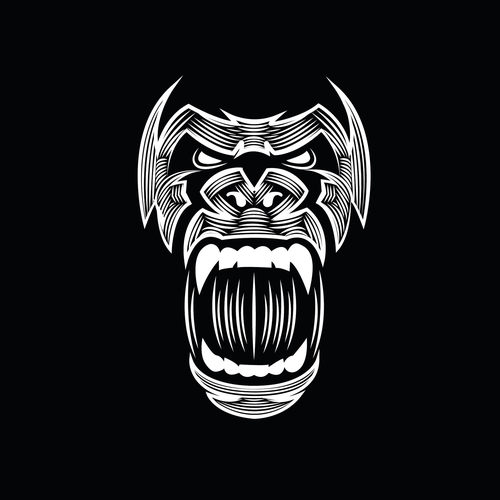 Gorilla logo with the title 'Apparel Silverback Gorilla Design that connotates ANGER + VENGEANCE'