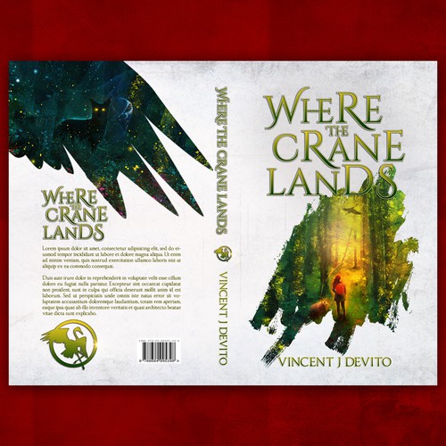Fantasy design with the title 'Where the Crane Lands'