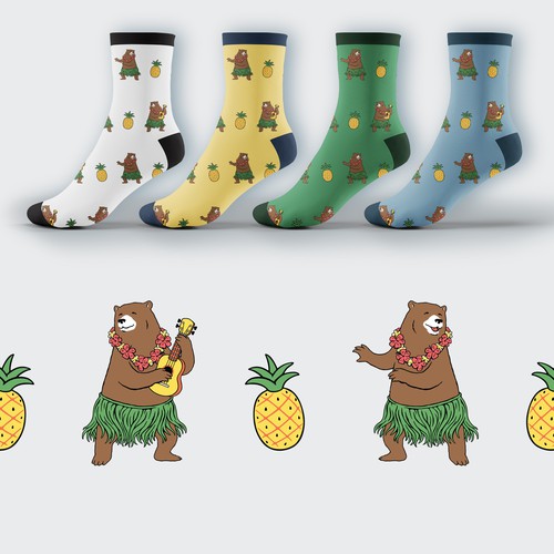 Guitar design with the title 'Hawaiian Bears'