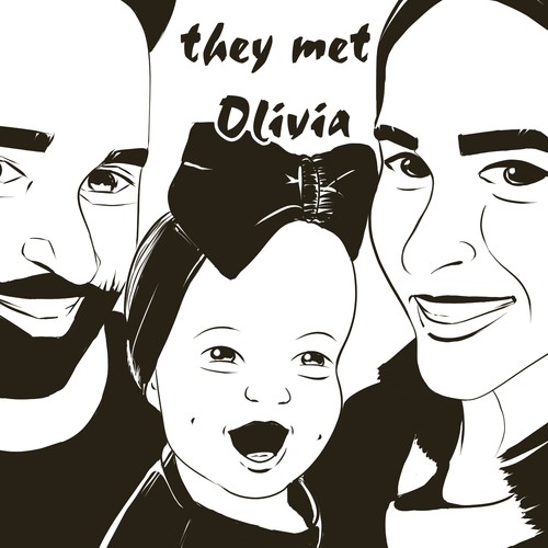 Family artwork with the title 'Family portrait in comic style'