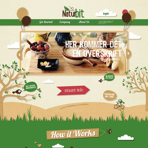 Food website with the title 'Playful illustrative website design for Naturbit'