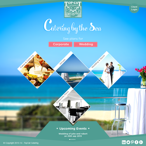 Restaurant website with the title 'Catering by the sea'