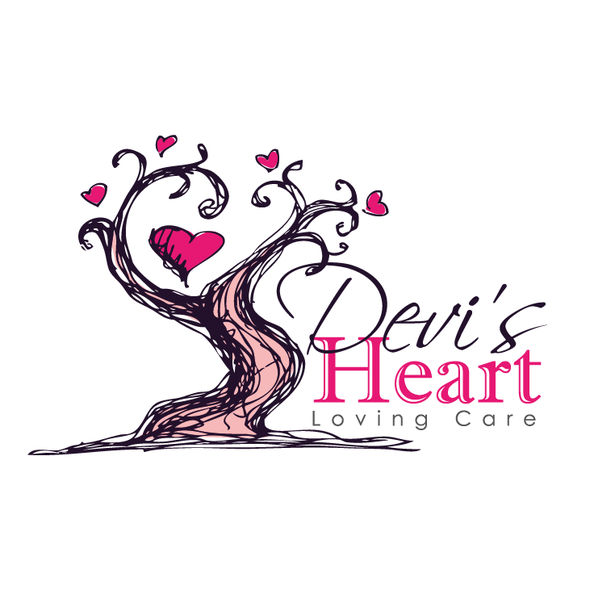 Daycare logo with the title 'heart tree -sketchy artistic style'