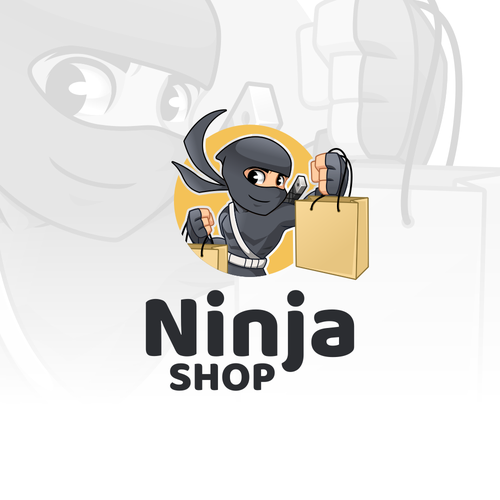 Ninja logo with the title 'Mascot Design for Ninja Shop'