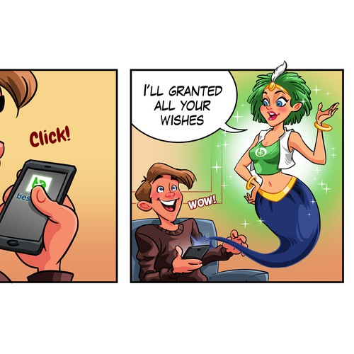 Digital artwork with the title 'Genie Comic'