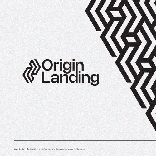 Letter design with the title 'Origin Landing'