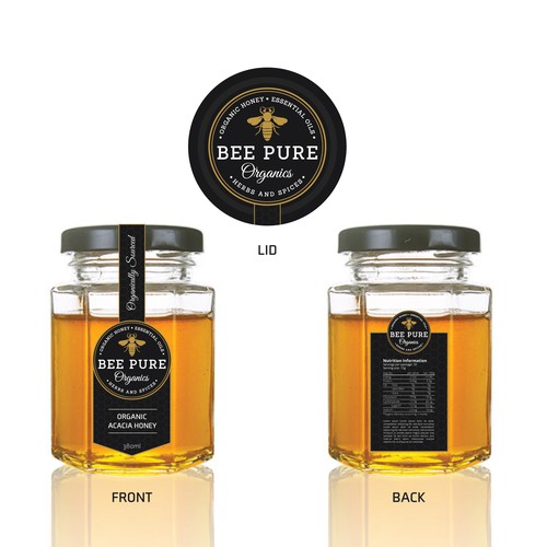Honey packaging with the title 'Premium Quality Product Label'