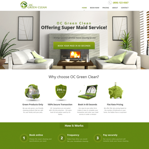 Cleaning website with the title 'Create an awesome web page for my house cleaning company!'