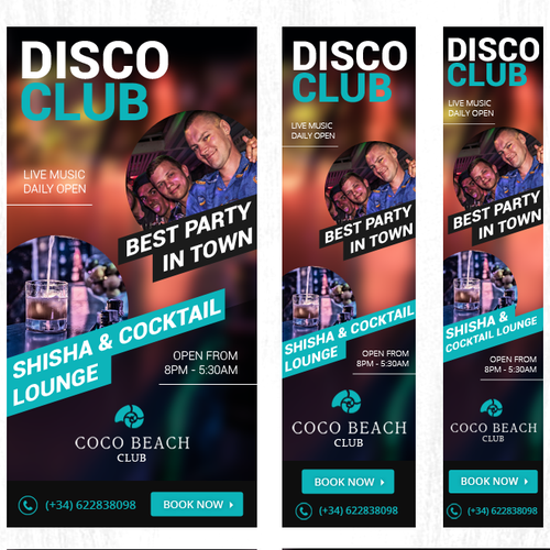 Google Ads design with the title 'Banner ads design for DiscoClub'