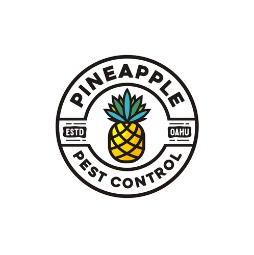 Hawaii logo with the title 'Minimalist Hawaiian and surfing inspired pest control company font based logo with a pineapple for an “A”'