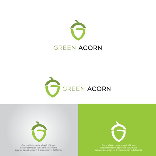 Minimalist brand with the title 'Logo concept for GREEN ACORN'
