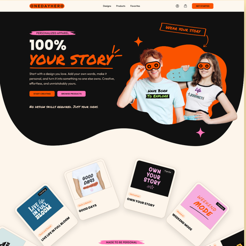 Artificial intelligence website with the title 'OneDayHero'