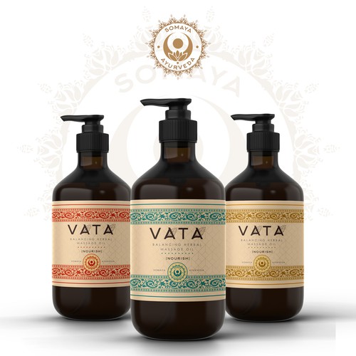 Apothecary design with the title 'Vintage Yogi's Apothecary- Ayurvedic remedy product line.'