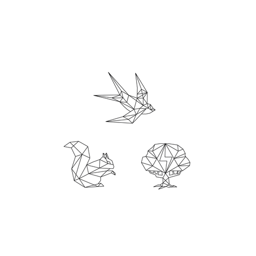 Low poly logo with the title 'Low Poly arts for a Cult'