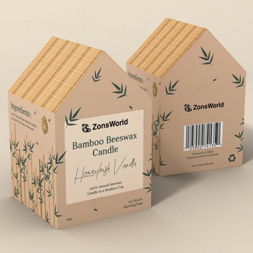 Blender 3D design with the title 'Custom Package for a Natural candle'
