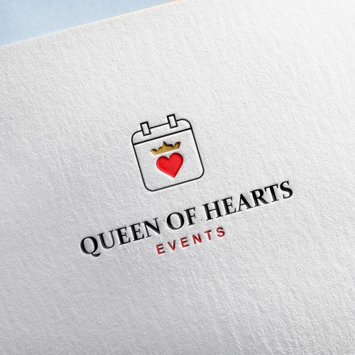 Planner design with the title 'QUEEN OF HEARTS EVENTS'