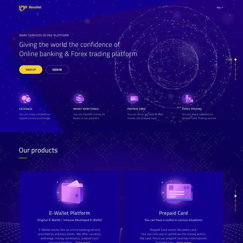 Land design with the title 'Banking and cryptocurrency landing page'