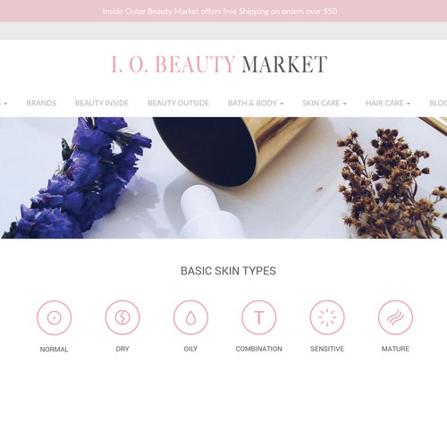 Set design with the title 'Icons of basic skin types'