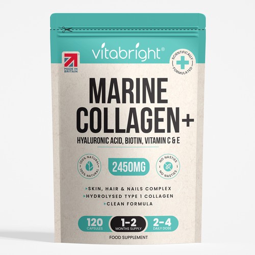 Photo editing design with the title 'Pouch design for beauty supplement'