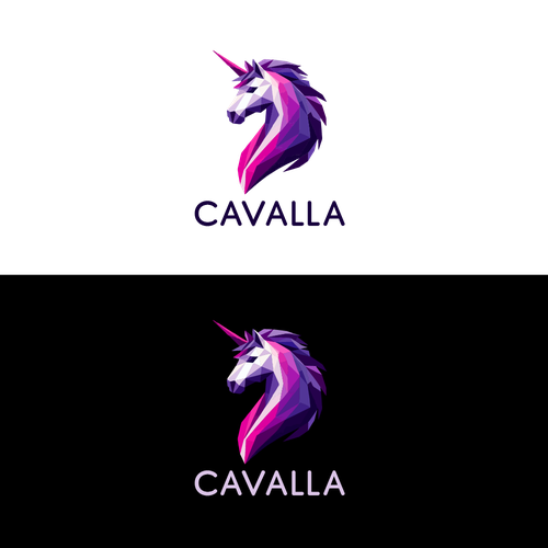 Unicorn logo with the title 'Logo design concept for horses enthusiasts and equipment shop'