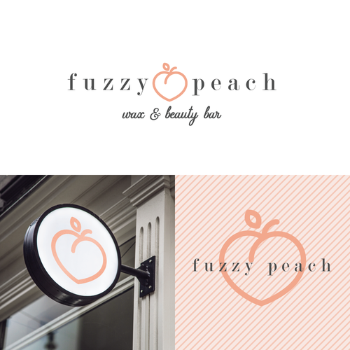 Peach logo with the title 'Cute peach-themed logo for beauty bar'