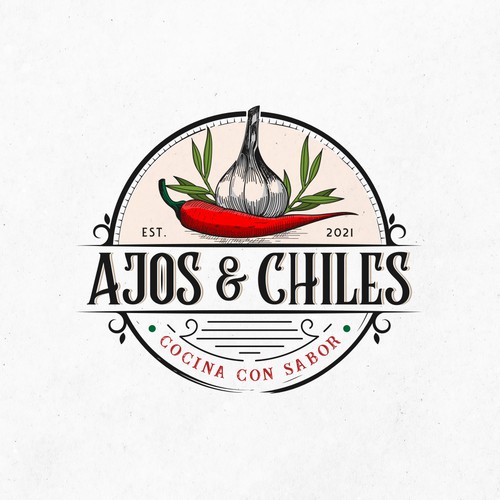 Chili pepper logo with the title 'Create a logo for a Spicy and Tasty food restaurant'
