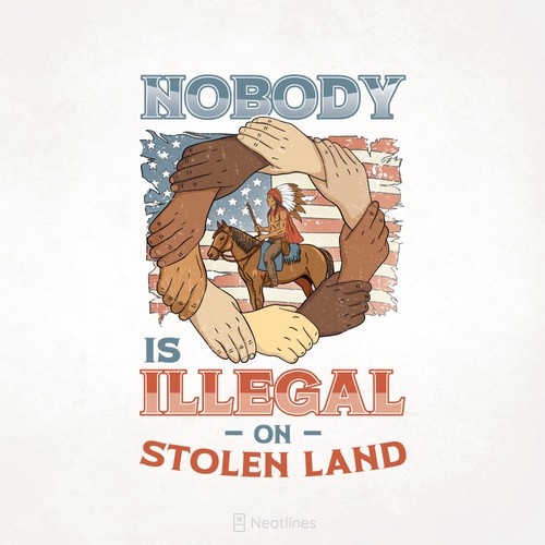 Vintage t-shirt with the title 'Nobody is Illegal on Stolen Land'