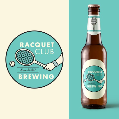 Tennis logo with the title 'Racquet Club Brewing V2'